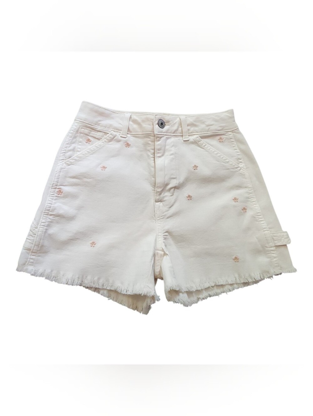 American Eagle Off White Dainty Floral Shorts Raw Hem Size 000 Hippie Festival